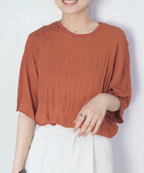 CORNERS（コーナーズ）の「シワ加工テレコBIGTシャツ（Tシャツ/カットソー・レディース・ブラック/グレイッシュベージュ/ベージュ系その他/レンガ・FREE）」の7枚目の写真