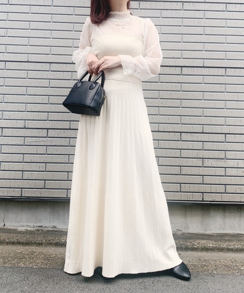 Loueme(ルエム)の「プリーツニットロングスカート(スカート・レディース・ブラック/ベージュ/アイボリー/モカ/ピンクベージュ・M/L)」の2枚目の写真