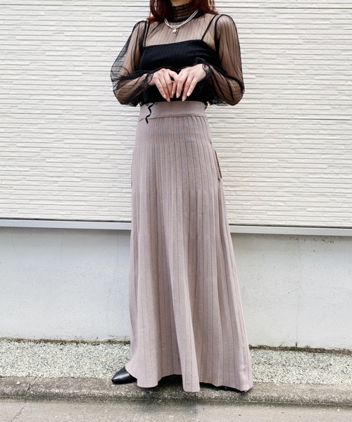 Loueme(ルエム)の「プリーツニットロングスカート(スカート・レディース・ブラック/ベージュ/アイボリー/モカ/ピンクベージュ・M/L)」の14枚目の写真