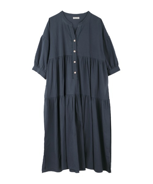 axes femme(アクシーズファム)の「サイドスリットティアードOP(ワンピース・レディース・ネイビー/ホワイト/イエロー・MEDIUM)」の3枚目の写真