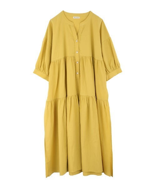 axes femme(アクシーズファム)の「サイドスリットティアードOP(ワンピース・レディース・ネイビー/ホワイト/イエロー・MEDIUM)」の1枚目の写真