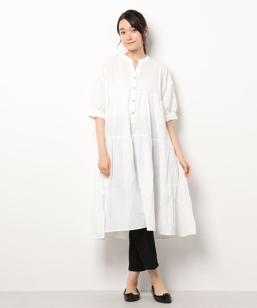 axes femme(アクシーズファム)の「サイドスリットティアードOP(ワンピース・レディース・ネイビー/ホワイト/イエロー・MEDIUM)」の6枚目の写真