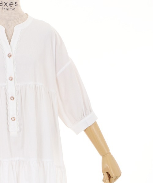 axes femme(アクシーズファム)の「サイドスリットティアードOP(ワンピース・レディース・ネイビー/ホワイト/イエロー・MEDIUM)」の16枚目の写真