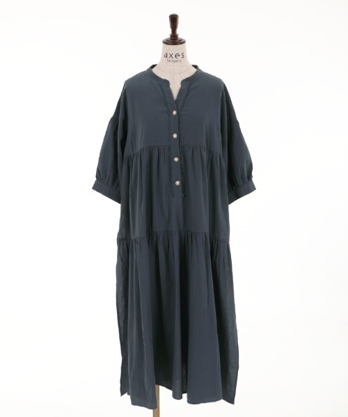 axes femme(アクシーズファム)の「サイドスリットティアードOP(ワンピース・レディース・ネイビー/ホワイト/イエロー・MEDIUM)」の17枚目の写真