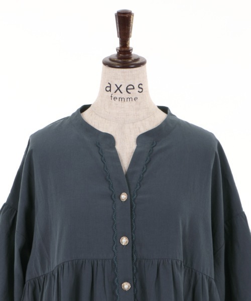 axes femme(アクシーズファム)の「サイドスリットティアードOP(ワンピース・レディース・ネイビー/ホワイト/イエロー・MEDIUM)」の21枚目の写真