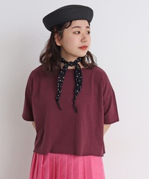 aimer ショート丈 製品染めボートネックプルオーバー