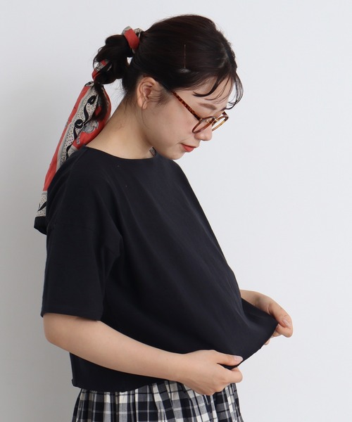 aimer le mieux(エメルミュー)の「aimer ショート丈 製品染めボートネックプルオーバー(Tシャツ/カットソー・レディース・ブラック/ブラウン/イエロー/アイボリー/ボルドー・FREE)」の20枚目の写真