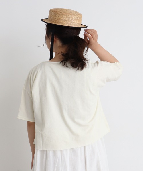 aimer le mieux(エメルミュー)の「aimer ショート丈 製品染めボートネックプルオーバー(Tシャツ/カットソー・レディース・ブラック/ブラウン/イエロー/アイボリー/ボルドー・FREE)」の13枚目の写真