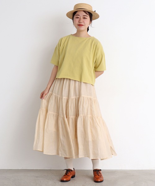 aimer le mieux(エメルミュー)の「aimer ショート丈 製品染めボートネックプルオーバー(Tシャツ/カットソー・レディース・ブラック/ブラウン/イエロー/アイボリー/ボルドー・FREE)」の9枚目の写真