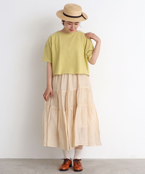 aimer le mieux(エメルミュー)の「aimer ショート丈 製品染めボートネックプルオーバー(Tシャツ/カットソー・レディース・ブラック/ブラウン/イエロー/アイボリー/ボルドー・FREE)」の16枚目の写真