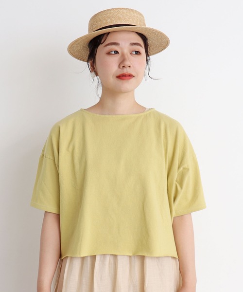 aimer le mieux(エメルミュー)の「aimer ショート丈 製品染めボートネックプルオーバー(Tシャツ/カットソー・レディース・ブラック/ブラウン/イエロー/アイボリー/ボルドー・FREE)」の10枚目の写真
