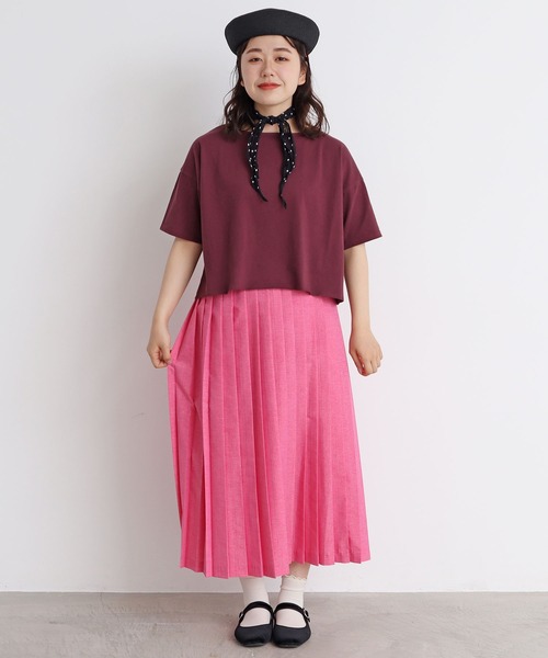 aimer le mieux(エメルミュー)の「aimer ショート丈 製品染めボートネックプルオーバー(Tシャツ/カットソー・レディース・ブラック/ブラウン/イエロー/アイボリー/ボルドー・FREE)」の11枚目の写真