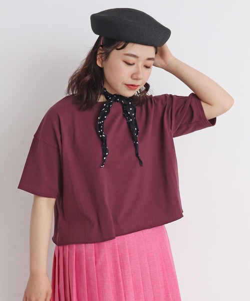 aimer le mieux(エメルミュー)の「aimer ショート丈 製品染めボートネックプルオーバー(Tシャツ/カットソー・レディース・ブラック/ブラウン/イエロー/アイボリー/ボルドー・FREE)」の17枚目の写真