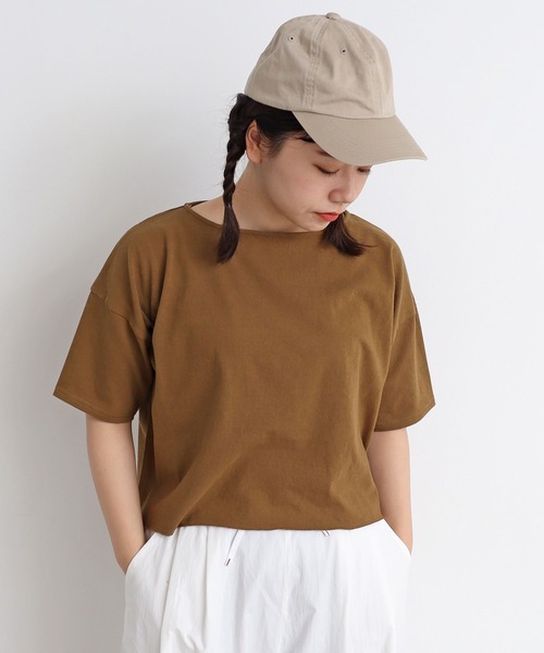 aimer le mieux(エメルミュー)の「aimer ショート丈 製品染めボートネックプルオーバー(Tシャツ/カットソー・レディース・ブラック/ブラウン/イエロー/アイボリー/ボルドー・FREE)」の8枚目の写真