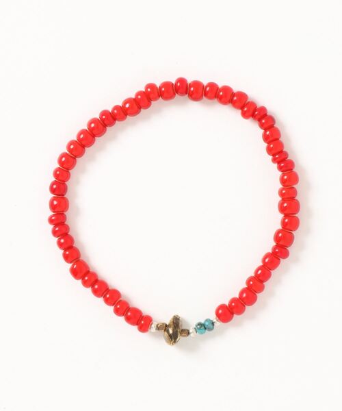 FREAK'S STORE(フリークスストア)の「WEB限定 SUNKU/サンク White Heart Beads Anklet/アンクレット(アンクレット・メンズ・レッド・ONE SIZE)」の1枚目の写真