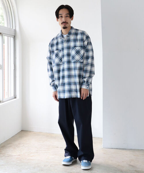 BEAMS(ビームス)の「BEAMS / プリント チェック イージー シャツ(シャツ/ブラウス・メンズ・オフホワイト/ブルー・SMALL/MEDIUM/LARGE/X-LARGE)」の8枚目の写真