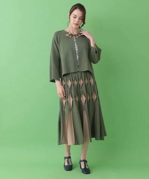 Jocomomola（ホコモモラ）の「Decorar ニットジャケット（カーディガン/ボレロ・レディース・ブラック/グリーン・40）」の12枚目の写真