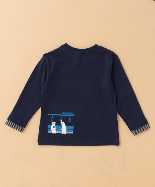 kladskap(クレードスコープ)の「電車プリント長袖Tシャツ(Tシャツ/カットソー・キッズ・ネイビー/アイボリー・90cm/120cm/110cm/80cm/130cm/100cm)」の3枚目の写真