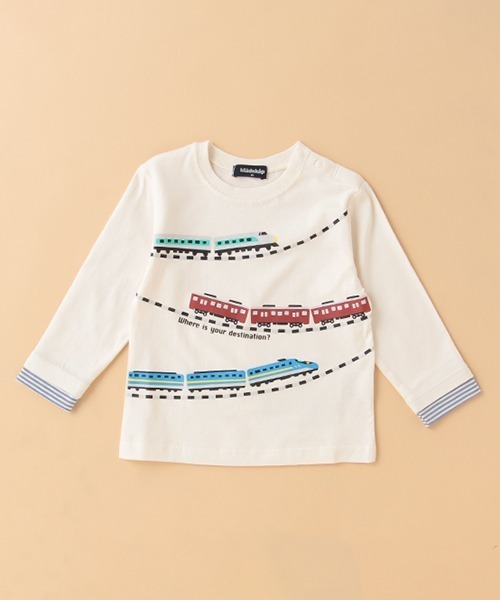 kladskap(クレードスコープ)の「電車プリント長袖Tシャツ(Tシャツ/カットソー・キッズ・ネイビー/アイボリー・90cm/120cm/110cm/80cm/130cm/100cm)」の9枚目の写真