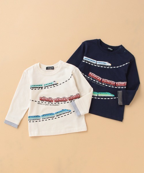 kladskap(クレードスコープ)の「電車プリント長袖Tシャツ(Tシャツ/カットソー・キッズ・ネイビー/アイボリー・90cm/120cm/110cm/80cm/130cm/100cm)」の6枚目の写真