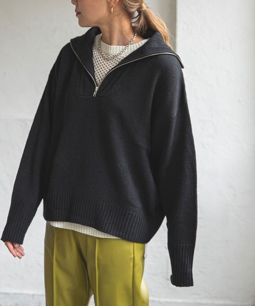bohmal（ボマール）の「ハーフジップニット（ニット/セーター・レディース・ブラック/グレー/オフホワイト/イエロー・FREE）」の2枚目の写真