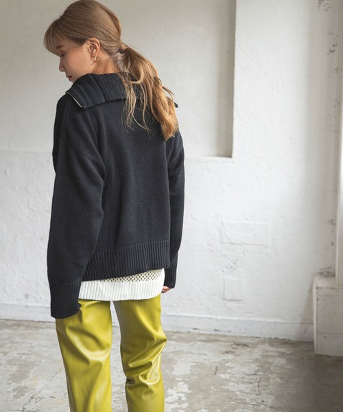 bohmal（ボマール）の「ハーフジップニット（ニット/セーター・レディース・ブラック/グレー/オフホワイト/イエロー・FREE）」の15枚目の写真