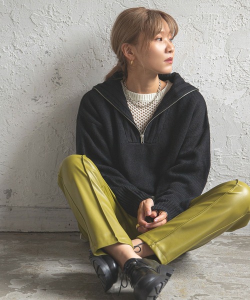 bohmal（ボマール）の「ハーフジップニット（ニット/セーター・レディース・ブラック/グレー/オフホワイト/イエロー・FREE）」の16枚目の写真