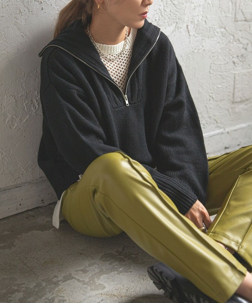 bohmal（ボマール）の「ハーフジップニット（ニット/セーター・レディース・ブラック/グレー/オフホワイト/イエロー・FREE）」の17枚目の写真