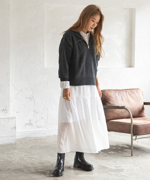 bohmal（ボマール）の「ハーフジップニット（ニット/セーター・レディース・ブラック/グレー/オフホワイト/イエロー・FREE）」の22枚目の写真