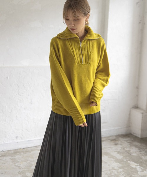 bohmal（ボマール）の「ハーフジップニット（ニット/セーター・レディース・ブラック/グレー/オフホワイト/イエロー・FREE）」の20枚目の写真