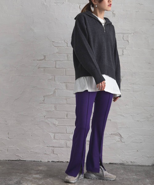 bohmal（ボマール）の「ハーフジップニット（ニット/セーター・レディース・ブラック/グレー/オフホワイト/イエロー・FREE）」の9枚目の写真