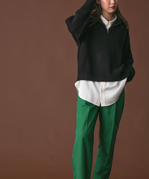 bohmal（ボマール）の「ハーフジップニット（ニット/セーター・レディース・ブラック/グレー/オフホワイト/イエロー・FREE）」の8枚目の写真