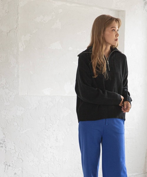 bohmal（ボマール）の「ハーフジップニット（ニット/セーター・レディース・ブラック/グレー/オフホワイト/イエロー・FREE）」の12枚目の写真