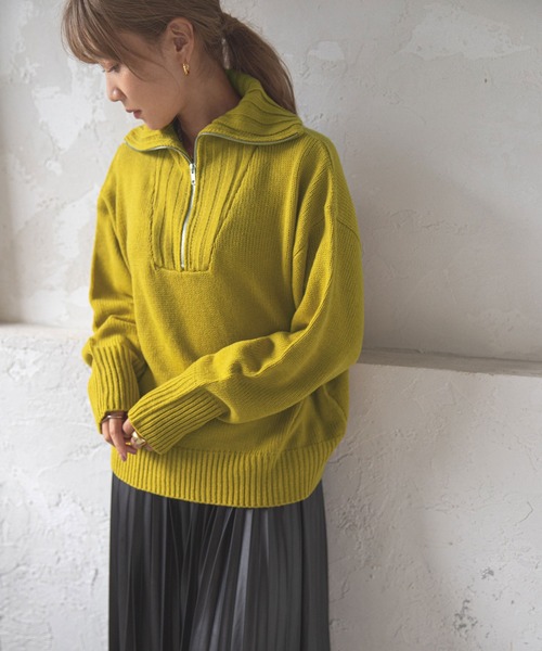 bohmal（ボマール）の「ハーフジップニット（ニット/セーター・レディース・ブラック/グレー/オフホワイト/イエロー・FREE）」の5枚目の写真