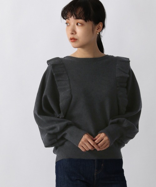 LOWRYS FARM（ローリーズファーム）の「コンパクトフリルニット　214929（ニット/セーター・レディース・ブラック/ブラウン/ベージュ/ブルー・FREE）」の2枚目の写真