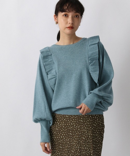 LOWRYS FARM（ローリーズファーム）の「コンパクトフリルニット　214929（ニット/セーター・レディース・ブラック/ブラウン/ベージュ/ブルー・FREE）」の12枚目の写真