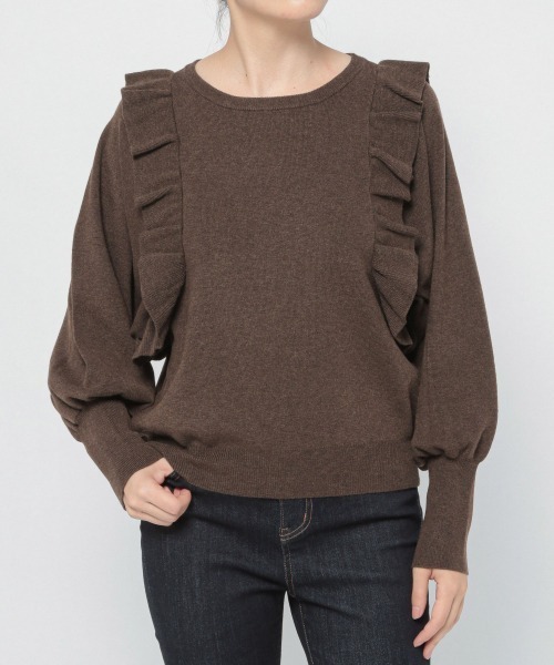 LOWRYS FARM（ローリーズファーム）の「コンパクトフリルニット　214929（ニット/セーター・レディース・ブラック/ブラウン/ベージュ/ブルー・FREE）」の14枚目の写真