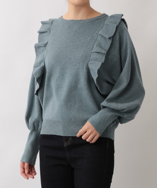 LOWRYS FARM（ローリーズファーム）の「コンパクトフリルニット　214929（ニット/セーター・レディース・ブラック/ブラウン/ベージュ/ブルー・FREE）」の15枚目の写真