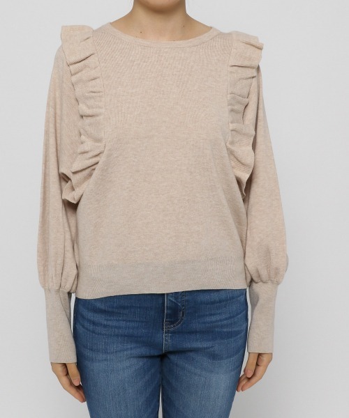 LOWRYS FARM（ローリーズファーム）の「コンパクトフリルニット　214929（ニット/セーター・レディース・ブラック/ブラウン/ベージュ/ブルー・FREE）」の16枚目の写真