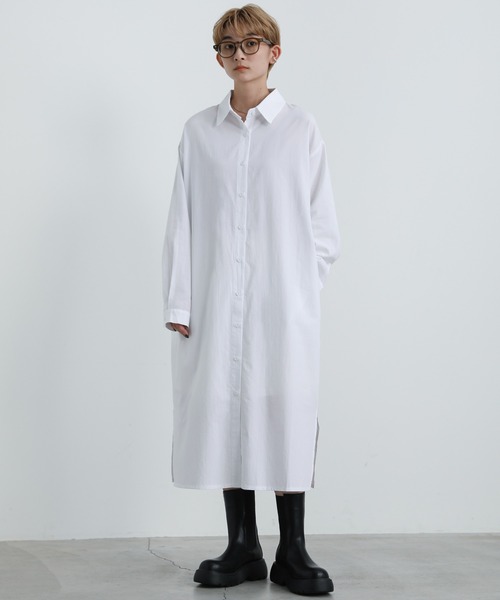 select MOCA（セレクトモカ）の「2021 AW サイドスリットロングシャツワンピース（ワンピース・レディース・ホワイト/ブラック・FREE）」の7枚目の写真