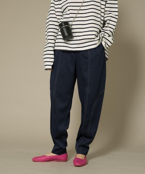 KBF(ケイビーエフ)の「配色ステッチカーブパンツ(その他パンツ・レディース・ネイビー/ブラウン/パープル・ONE)」の3枚目の写真