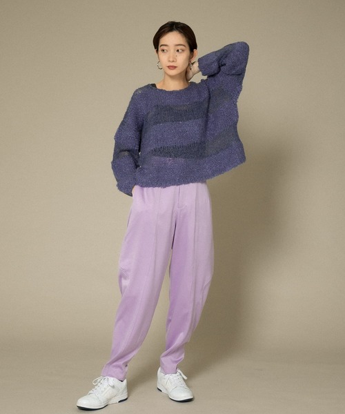 KBF(ケイビーエフ)の「配色ステッチカーブパンツ(その他パンツ・レディース・ネイビー/ブラウン/パープル・ONE)」の4枚目の写真