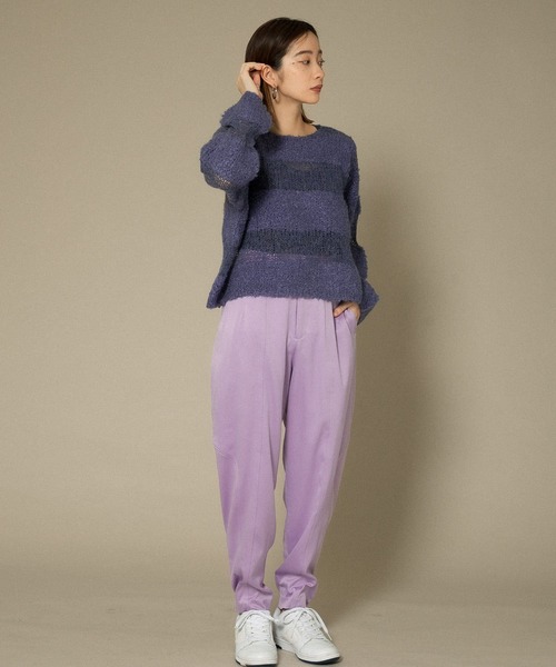 KBF(ケイビーエフ)の「配色ステッチカーブパンツ(その他パンツ・レディース・ネイビー/ブラウン/パープル・ONE)」の11枚目の写真