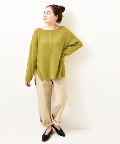 le.coeur blanc(ルクールブラン)の「ルーズシルエットニットプルオーバー(ニット/セーター・レディース・カーキオリーブ/ベージュ/イエロー・FREE)」の6枚目の写真