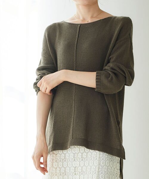le.coeur blanc(ルクールブラン)の「ルーズシルエットニットプルオーバー(ニット/セーター・レディース・カーキオリーブ/ベージュ/イエロー・FREE)」の1枚目の写真