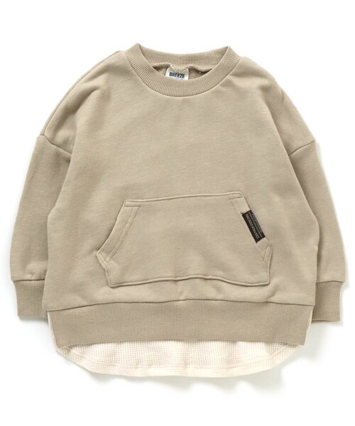 BREEZE(ブリーズ)の「/WEB限定 レイヤード風トレーナー(スウェット・キッズ・グリーン/ベージュ/グレー/レッド/ブラウン/ブルー/チャコール/ピンク・100/120/130/140/80/90/110)」の5枚目の写真