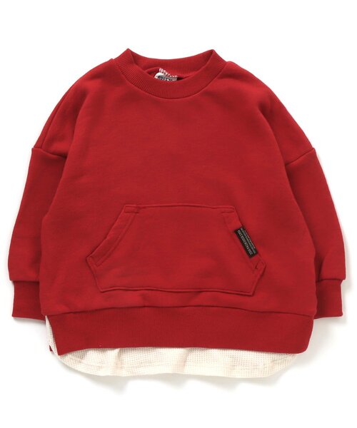 BREEZE(ブリーズ)の「/WEB限定 レイヤード風トレーナー(スウェット・キッズ・グリーン/ベージュ/グレー/レッド/ブラウン/ブルー/チャコール/ピンク・100/120/130/140/80/90/110)」の8枚目の写真