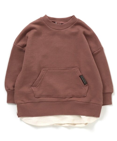 BREEZE(ブリーズ)の「/WEB限定 レイヤード風トレーナー(スウェット・キッズ・グリーン/ベージュ/グレー/レッド/ブラウン/ブルー/チャコール/ピンク・100/120/130/140/80/90/110)」の7枚目の写真