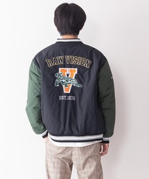 【VISION STREET WEAR/ビジョンストリートウェア】カレッジ風ナイロンワッペンスタジャン 中綿仕様