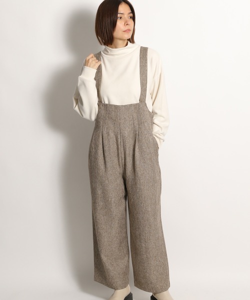 niko and...（ニコアンド）の「ウールライクワイドサロペット（サロペット/オーバーオール・レディース・ベージュ/ブラウン/チャコール・MEDIUM/LARGE）」の3枚目の写真